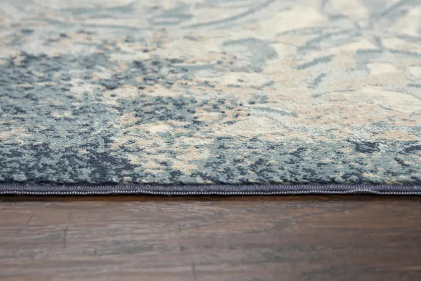 10' Teal Blue And Beige Trellis Area Rug Photo 2
