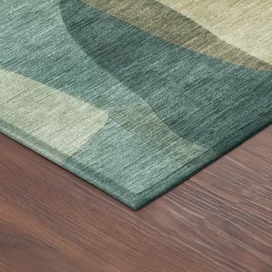 8' Teal Blue And Copper Round Abstract Washable Indoor Outdoor Area Rug Photo 7