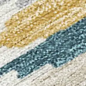 Photo of 8' Teal Blue And Copper Round Tribal Washable Indoor Outdoor Area Rug