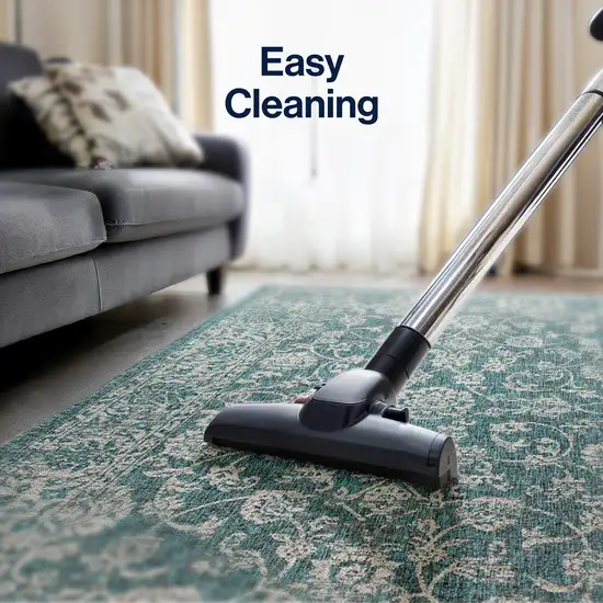 8' Teal Blue And Gray Medallion Indoor Outdoor Runner Rug Photo 7