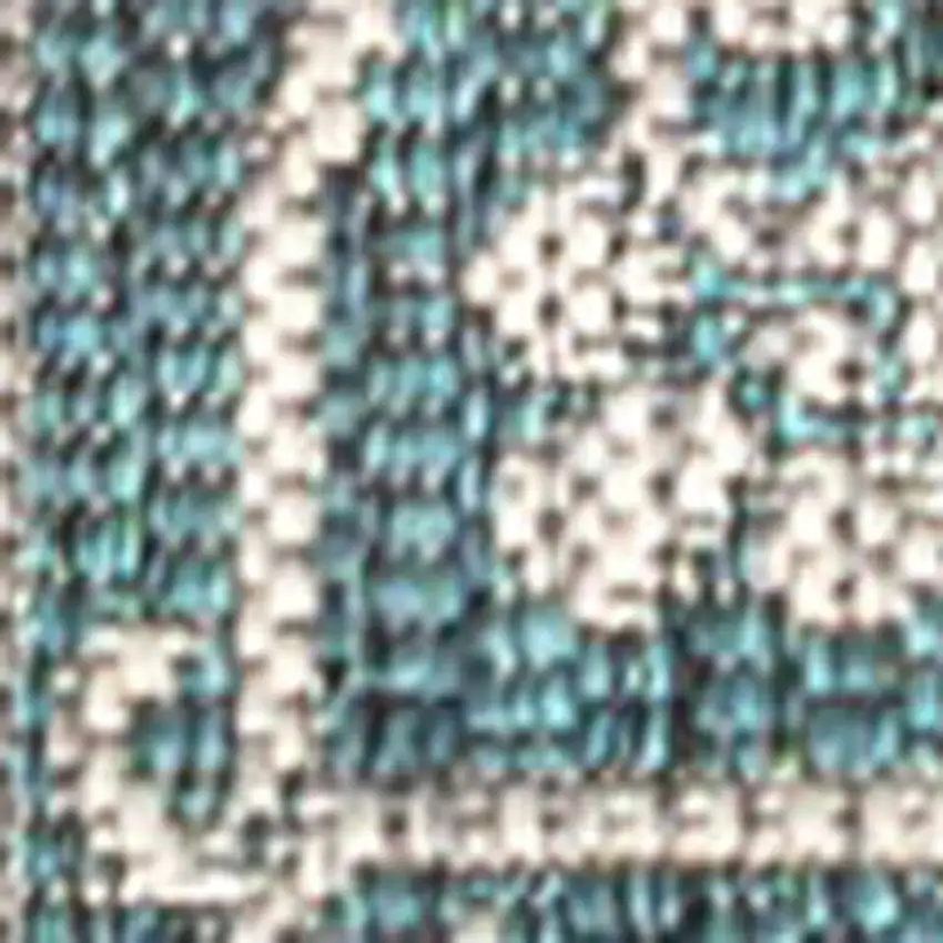 8' Teal Blue And Gray Medallion Indoor Outdoor Runner Rug Photo 2