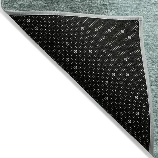 8' Teal Blue And Gray Round Abstract Washable Indoor Outdoor Area Rug Photo 9