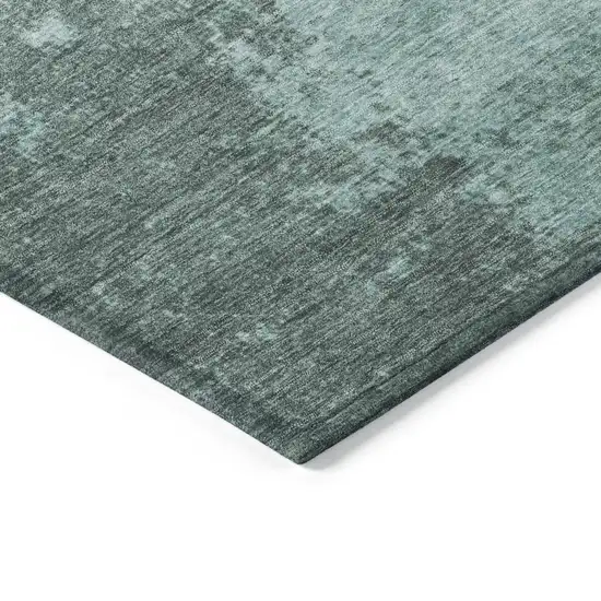 8' Teal Blue And Gray Round Abstract Washable Indoor Outdoor Area Rug Photo 7