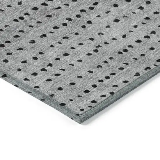 8' Teal Blue And Gray Round Abstract Washable Indoor Outdoor Area Rug Photo 7