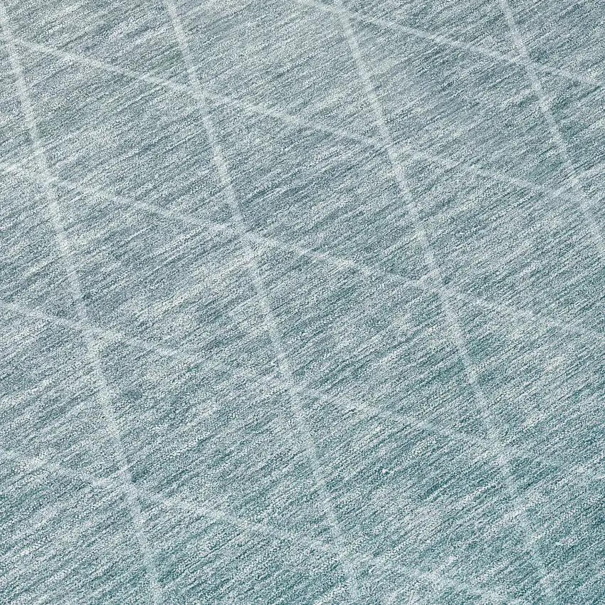 8' Teal Blue And Gray Round Geometric Washable Indoor Outdoor Area Rug Photo 8
