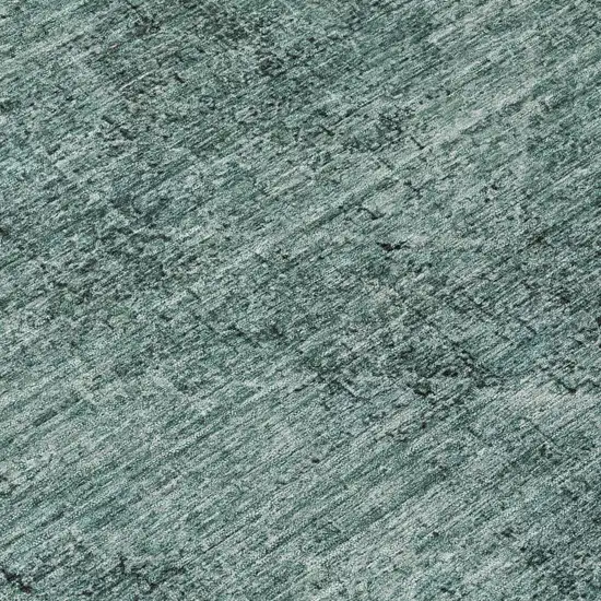 8' Teal Blue And Gray Round Oriental Washable Indoor Outdoor Area Rug Photo 6