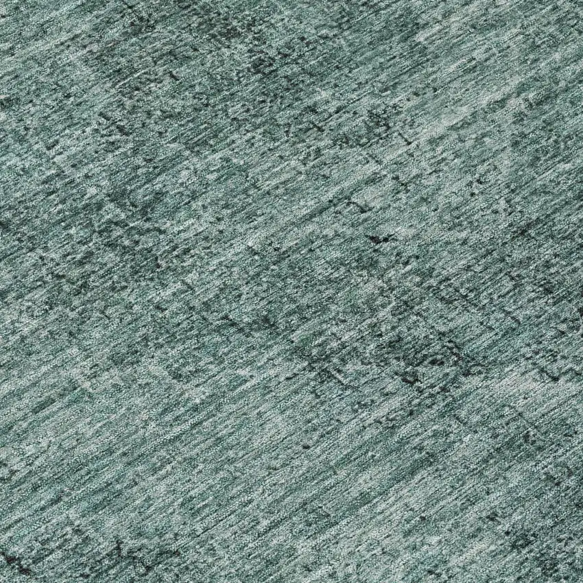 8' Teal Blue And Gray Round Oriental Washable Indoor Outdoor Area Rug Photo 6