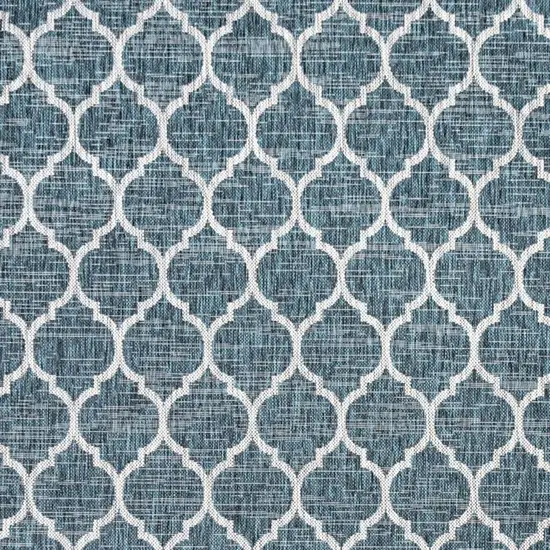 4' Teal Blue And Gray Square Geometric Indoor Outdoor Area Rug Photo 2