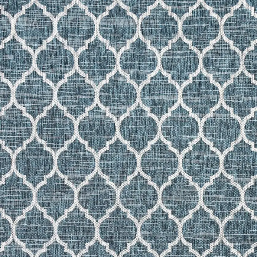 4' Teal Blue And Gray Square Geometric Indoor Outdoor Area Rug Photo 2