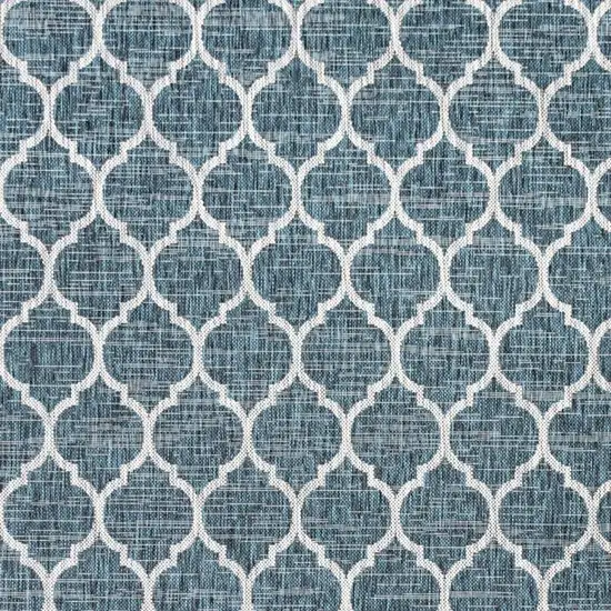 6' Teal Blue And Gray Square Geometric Indoor Outdoor Area Rug Photo 2
