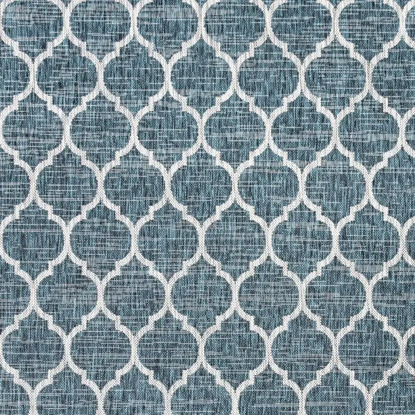 6' Teal Blue And Gray Square Geometric Indoor Outdoor Area Rug Photo 2