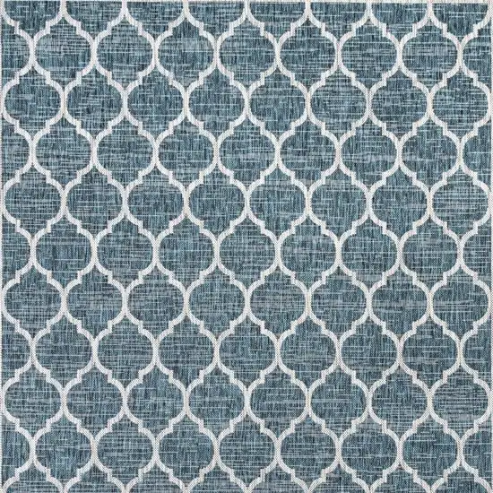 6' Teal Blue And Gray Square Geometric Indoor Outdoor Area Rug Photo 3