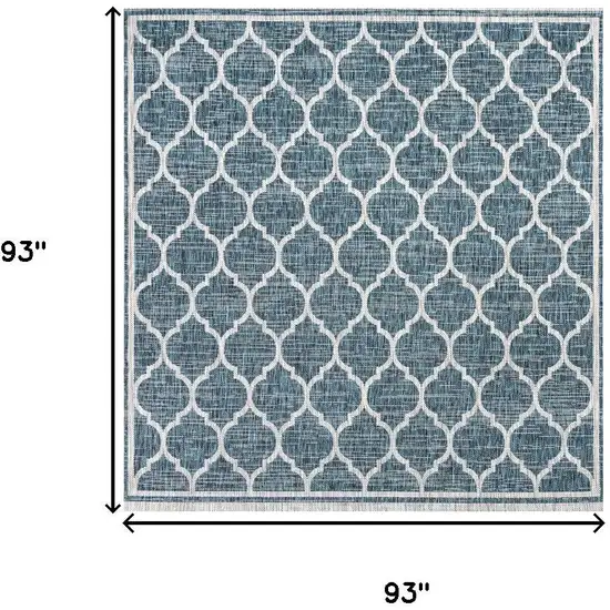8' Teal Blue And Gray Square Geometric Indoor Outdoor Area Rug Photo 7