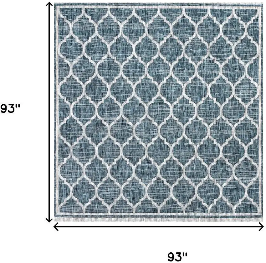 8' Teal Blue And Gray Square Geometric Indoor Outdoor Area Rug Photo 7
