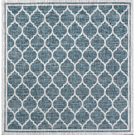 8' Teal Blue And Gray Square Geometric Indoor Outdoor Area Rug Photo 3