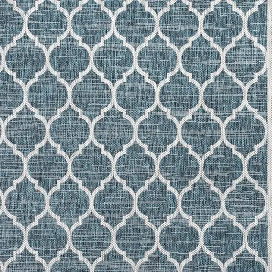9' Teal Blue And Gray Square Geometric Indoor Outdoor Area Rug Photo 2
