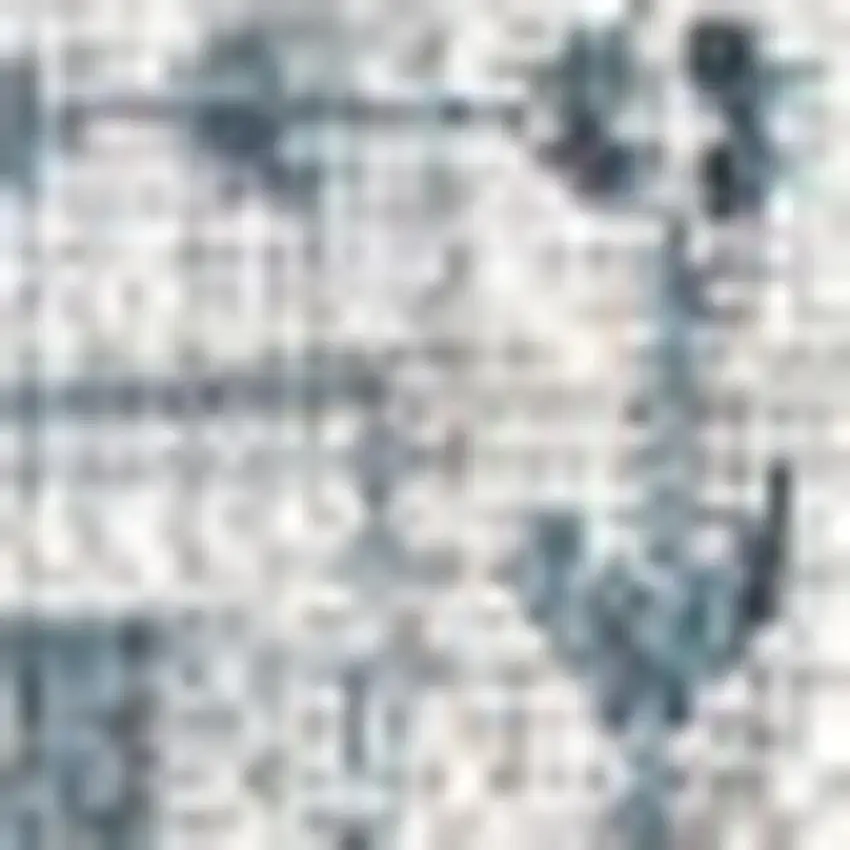 9' Teal Blue And Gray Square Medallion Indoor Outdoor Area Rug Photo 2