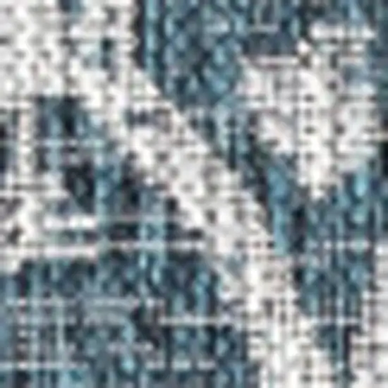 4' Teal Blue And Gray Square Medallion Indoor Outdoor Area Rug Photo 2