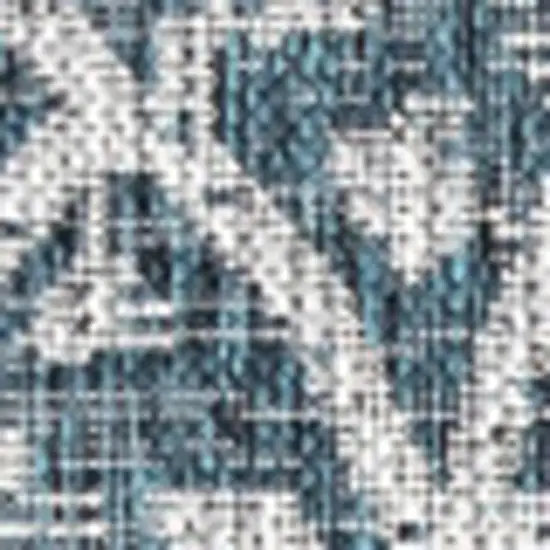 8' Teal Blue And Gray Square Medallion Indoor Outdoor Area Rug Photo 3