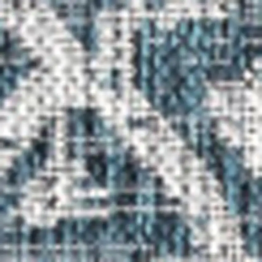 9' Teal Blue And Gray Square Medallion Indoor Outdoor Area Rug Photo 2