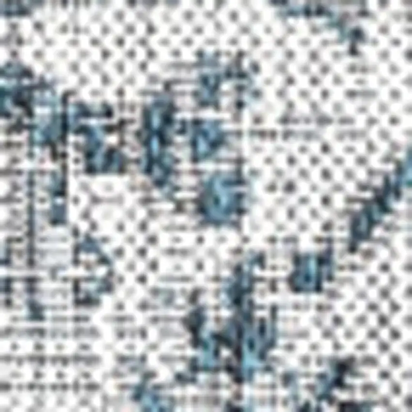 4' Teal Blue And Gray Square Medallion Indoor Outdoor Area Rug Photo 2