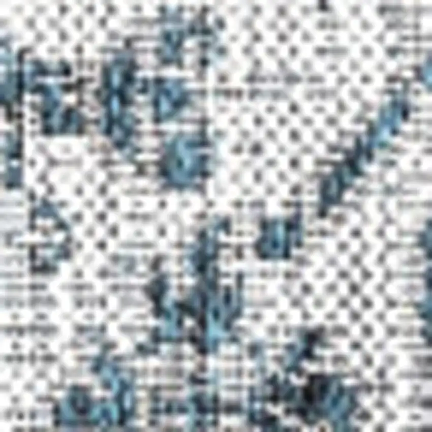 6' Teal Blue And Gray Square Medallion Indoor Outdoor Area Rug Photo 2