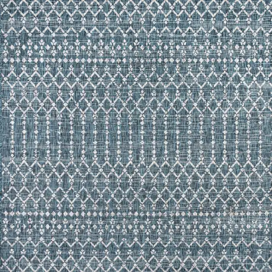 4' Teal Blue And Gray Square Trellis Indoor Outdoor Area Rug Photo 1
