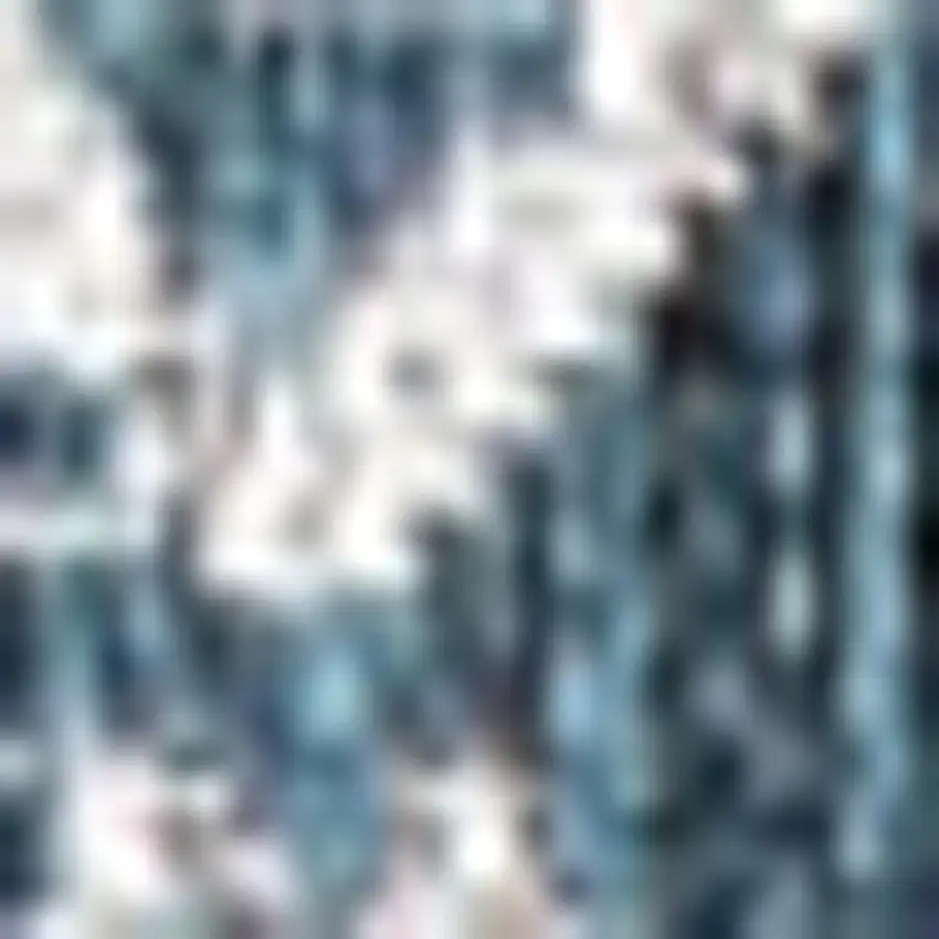 8' Teal Blue And Gray Square Trellis Indoor Outdoor Area Rug Photo 2