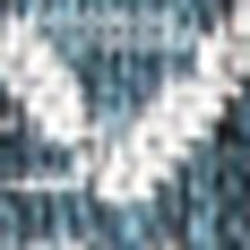 9' Teal Blue And Gray Square Trellis Indoor Outdoor Area Rug Photo 2