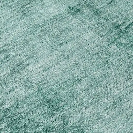 8' Teal Blue And Ivory Round Abstract Washable Indoor Outdoor Area Rug Photo 9