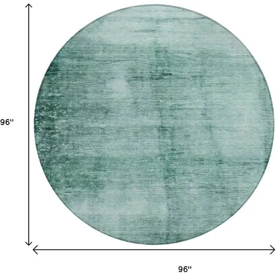 8' Teal Blue And Ivory Round Abstract Washable Indoor Outdoor Area Rug Photo 8