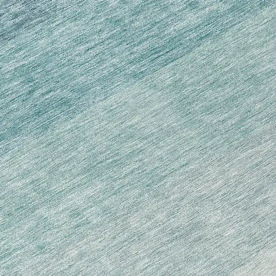 8' Teal Blue And Ivory Round Ombre Washable Indoor Outdoor Area Rug Photo 8