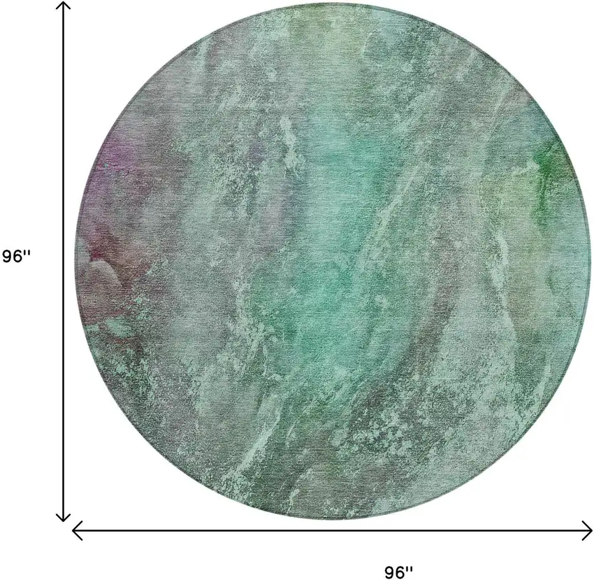 8' Teal Blue And Purple Round Abstract Washable Indoor Outdoor Area Rug Photo 3