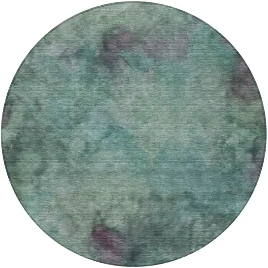 8' Teal Blue And Purple Round Abstract Washable Indoor Outdoor Area Rug Photo 5