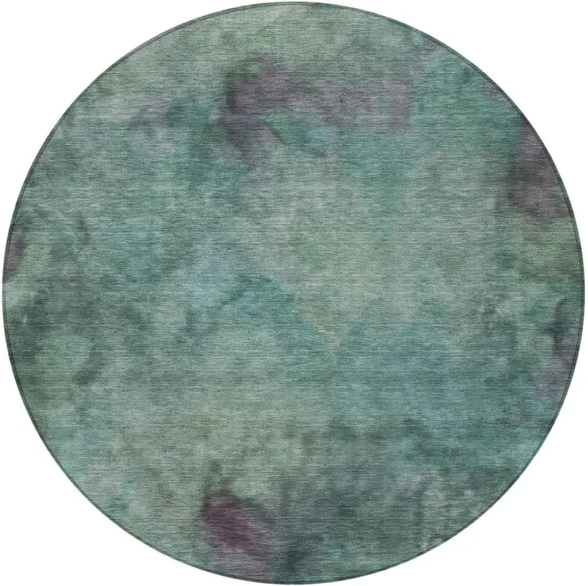 8' Teal Blue And Purple Round Abstract Washable Indoor Outdoor Area Rug Photo 5