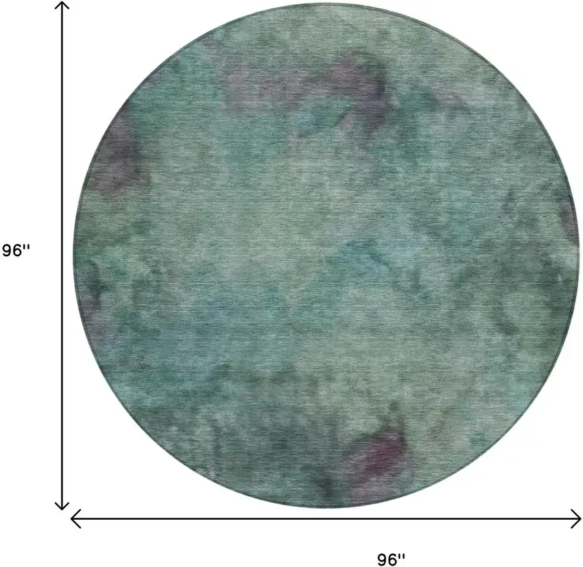 8' Teal Blue And Purple Round Abstract Washable Indoor Outdoor Area Rug Photo 3
