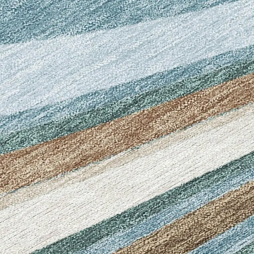 8' Teal Blue And Turquoise Round Abstract Washable Indoor Outdoor Area Rug Photo 2