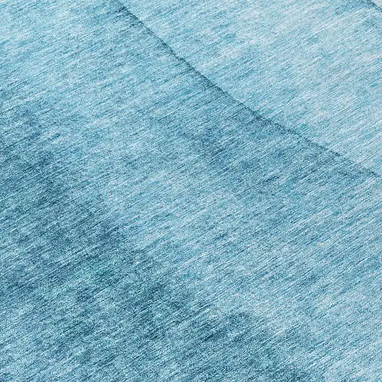 8' Teal Blue Aqua And Blue Round Ombre Washable Indoor Outdoor Area Rug Photo 8