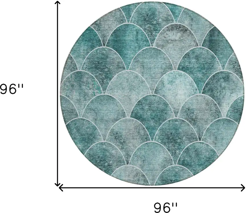8' Teal Blue Aqua And Gray Round Abstract Washable Indoor Outdoor Area Rug Photo 3