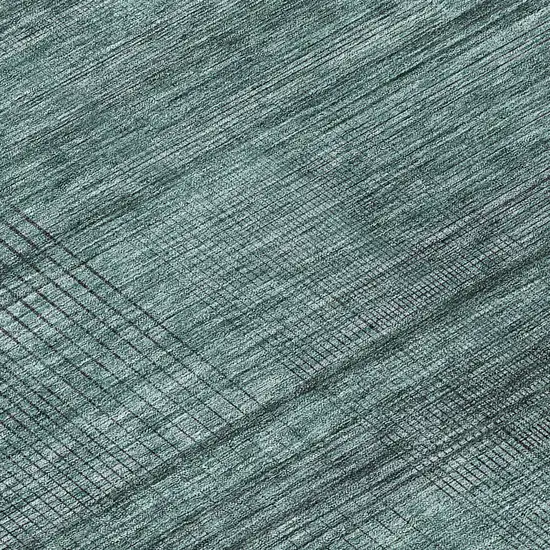 8' Teal Blue Aqua And Gray Round Striped Washable Indoor Outdoor Area Rug Photo 8