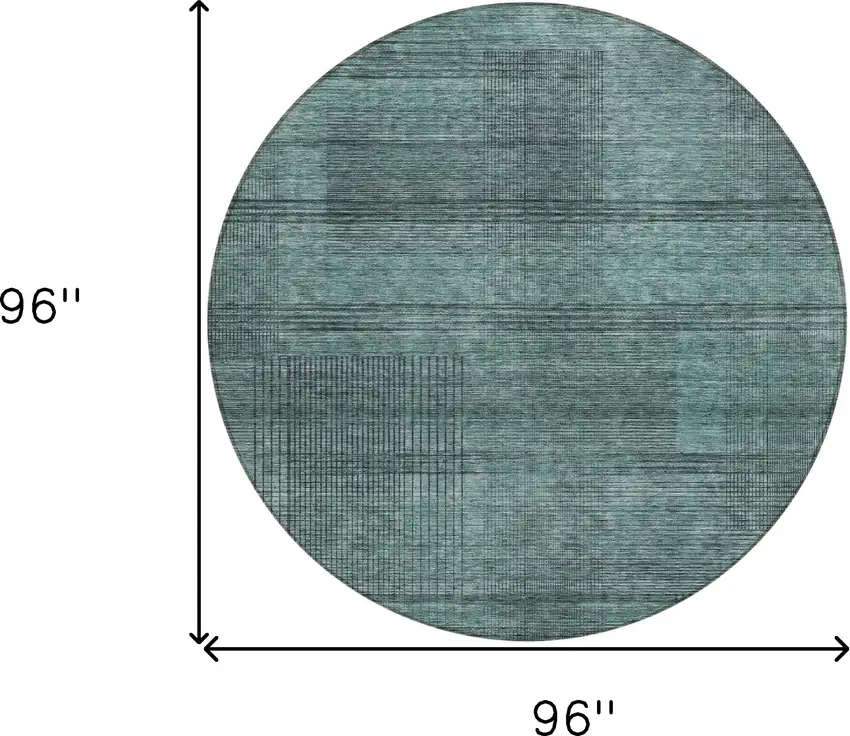 8' Teal Blue Aqua And Gray Round Striped Washable Indoor Outdoor Area Rug Photo 3