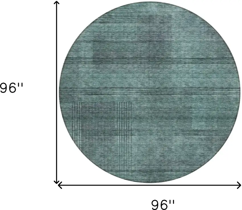 8' Teal Blue Aqua And Gray Round Striped Washable Indoor Outdoor Area Rug Photo 3