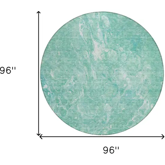 8' Teal Blue Aqua And Green Round Abstract Washable Indoor Outdoor Area Rug Photo 3