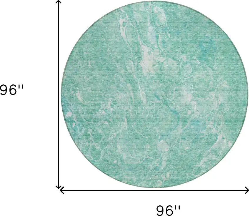 8' Teal Blue Aqua And Green Round Abstract Washable Indoor Outdoor Area Rug Photo 3