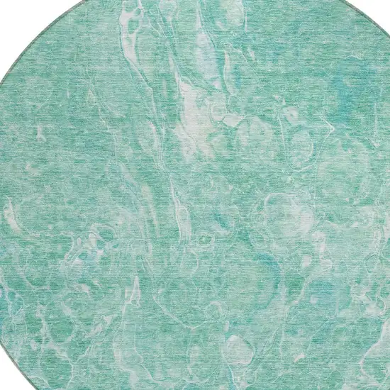 8' Teal Blue Aqua And Green Round Abstract Washable Indoor Outdoor Area Rug Photo 4