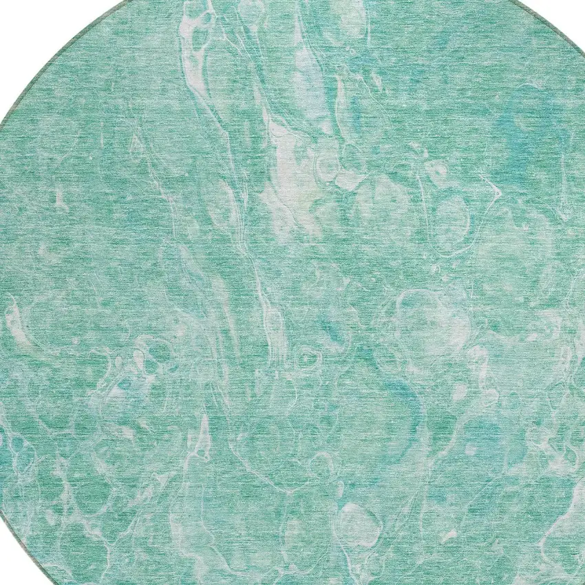 8' Teal Blue Aqua And Green Round Abstract Washable Indoor Outdoor Area Rug Photo 4
