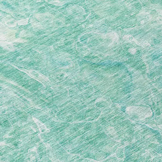 8' Teal Blue Aqua And Green Round Abstract Washable Indoor Outdoor Area Rug Photo 8