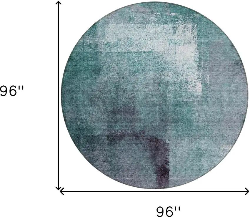 8' Teal Blue Aqua And Ivory Round Abstract Washable Indoor Outdoor Area Rug Photo 3