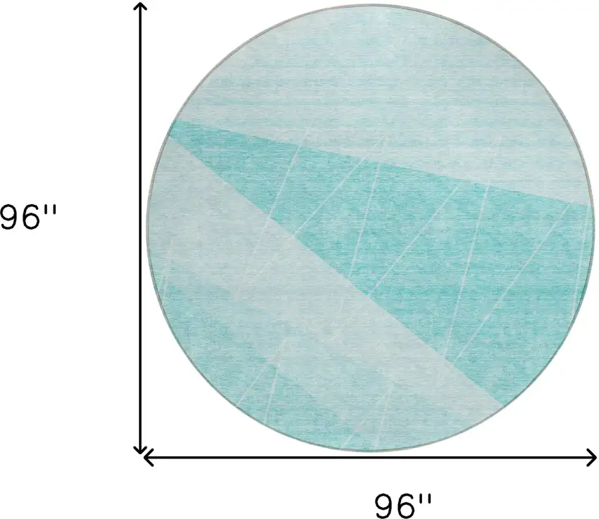 8' Teal Blue Aqua And Ivory Round Geometric Washable Indoor Outdoor Area Rug Photo 3