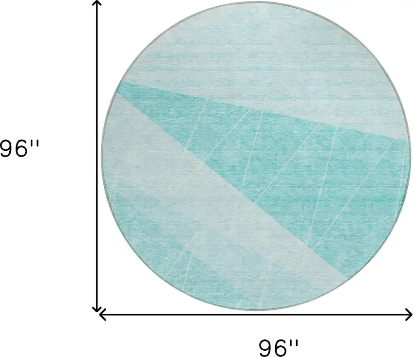 8' Teal Blue Aqua And Ivory Round Geometric Washable Indoor Outdoor Area Rug Photo 3